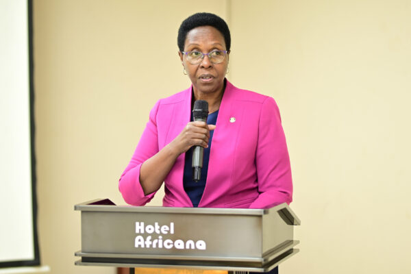 Biomedics Products team member speaking at the Echo Lumena Regional Refresher Training, Hotel Africana, Kampala, June 2026
