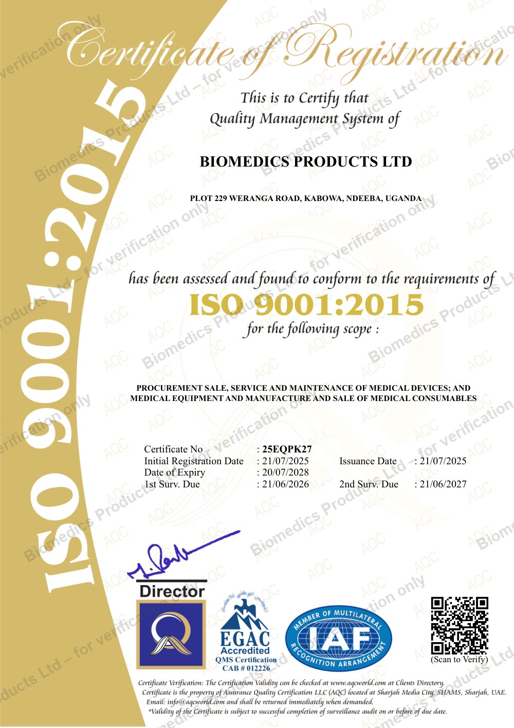ISO 9001:2015 certificate