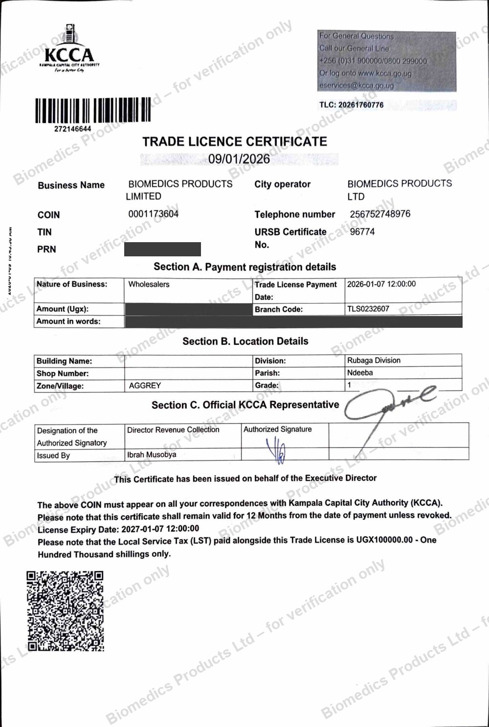 KCCA Trade Licence 2026