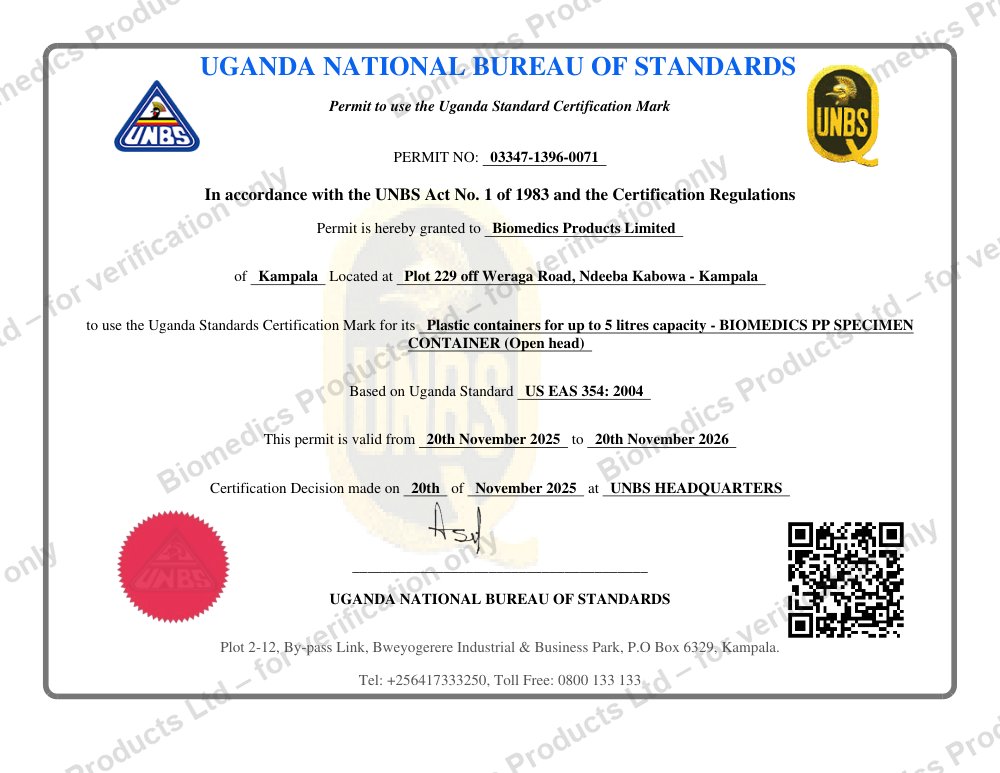 UNBS Certification Mark Permit